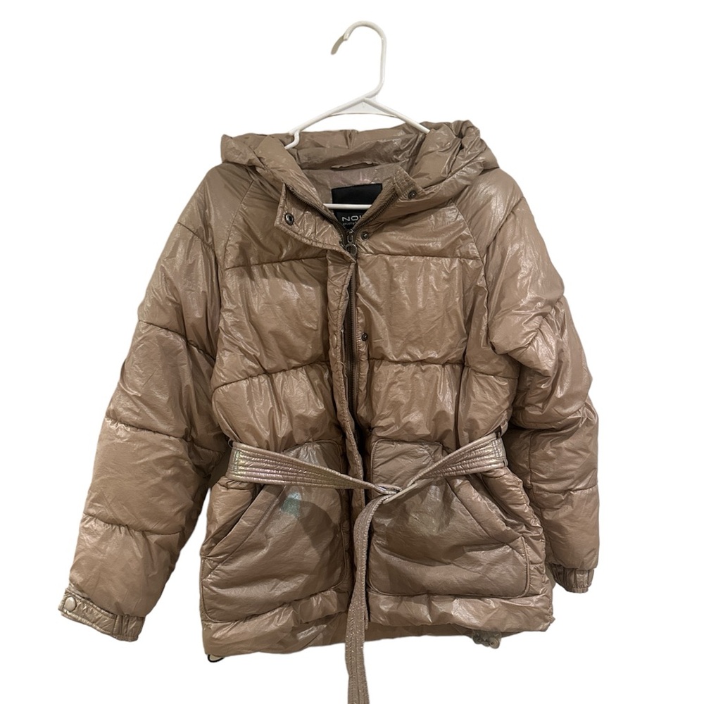 Belted‎ metallic holographic  noize puffer jacket coat small